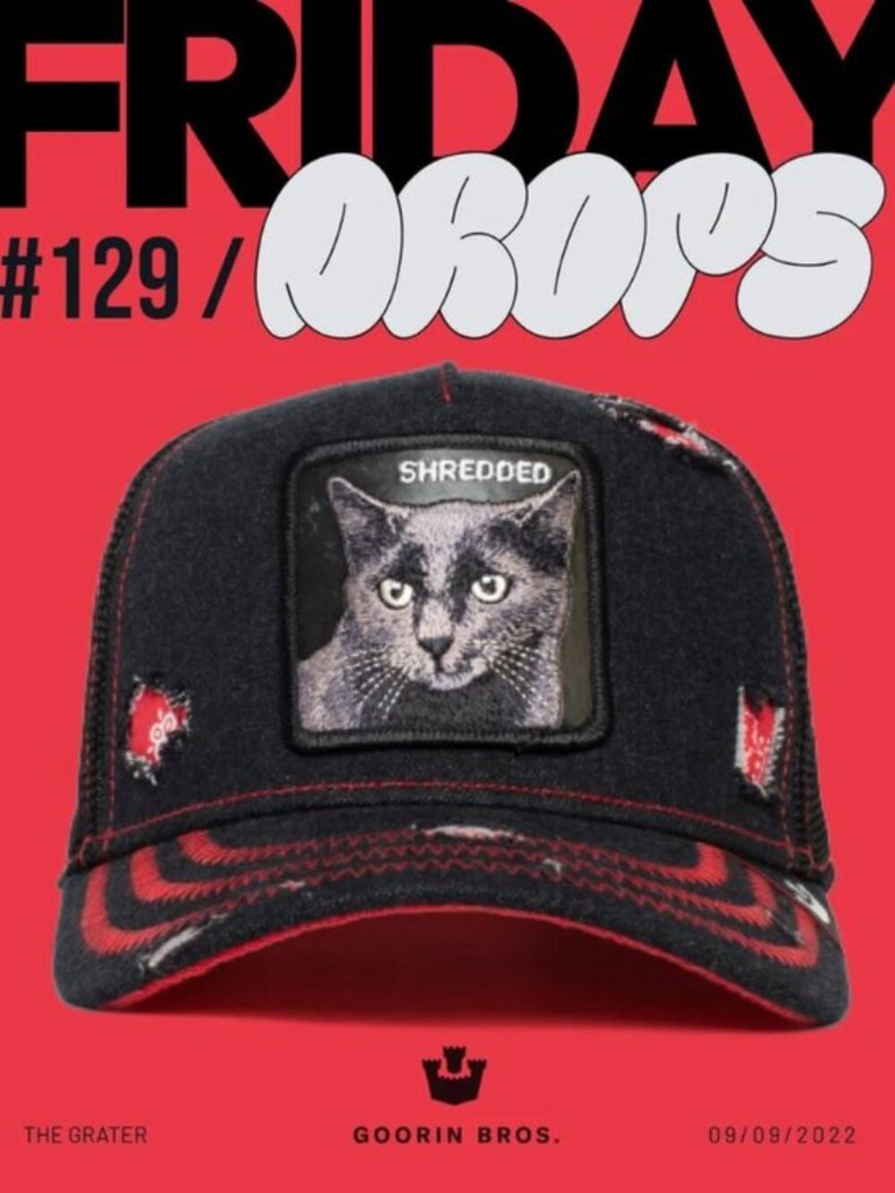 New In Box Limited Edition Goorin Bros "The Grater" Black Cat Trucker Hat